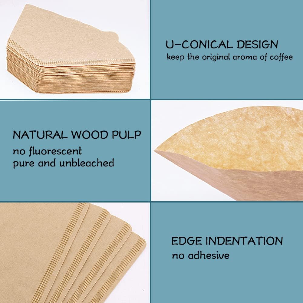 YQL #2 Cone Coffee Filter, 200 Count Coffee Filters 2 Cone Paper, Unbleached Disposable Coffee Filters Fit for Drip Coffee Maker