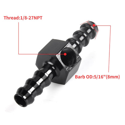 Universal 0-100psi Fuel Pressure Gauge 1/8" NPT Oil Press Gauge with 5/16" Barb Inline Fuel Pressure Gauge Fitting Adapter