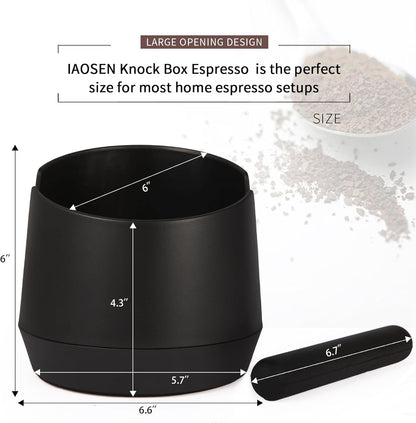 Knock Box 6 Inch Espresso Knock Box Shock-Absorbent Knock Box Espresso with Removable Knock Bar and Non-Slip Base Espresso Machine Accessories for Home/Office
