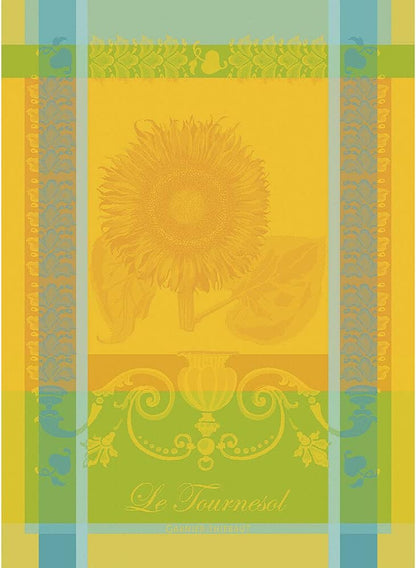 Garnier Thiebaut Le Tournesol Soleil (The Yellow Sunflower) French Kitchen Towel 22"x30", Cotton, Jacquard