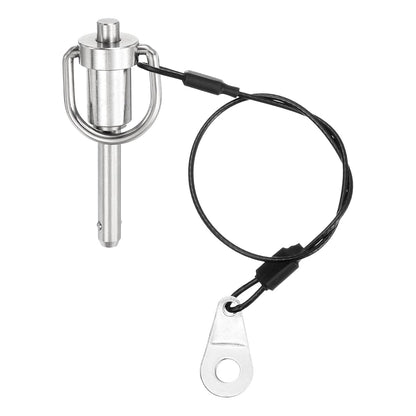 uxcell 1 Pcs Quick Release Pin, 1/4" x 1"(Dia. x L) Push-Button Ball Locking Pin 304 Stainless Steel Ring Handle Locking Pin with Wire for Audio Bimini Top Marine, Silver