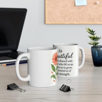 11 OZ Novelty Coffee Mugs - Christmas Gift (Inspirational Floral)