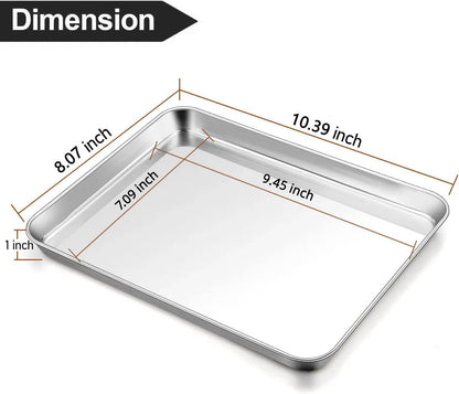 Baking Sheet Cookie Sheet Set of 2, Umite Chef Stainless Steel Baking Pans Tray Professional 10.39x8.07x1inch, Non Toxic & Healthy, Mirror Finish & Rust Free, Easy Clean & Dishwasher Safe