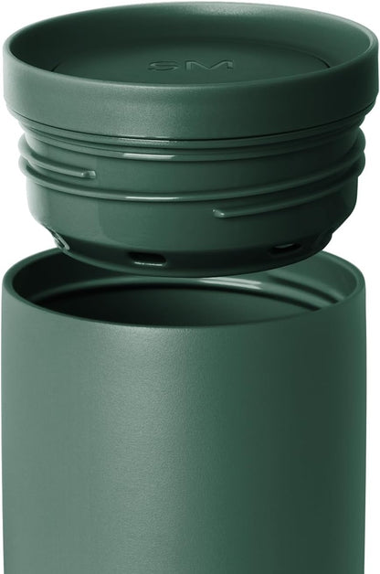 Simple Modern Travel Coffee Mug Tumbler with 360° Lid | Ceramic-Lined Insulated Stainless Steel Cold Brew Iced Coffee Cup Thermos | Gifts for Women Men Her Him | Voyager Signature | 16oz | Forest