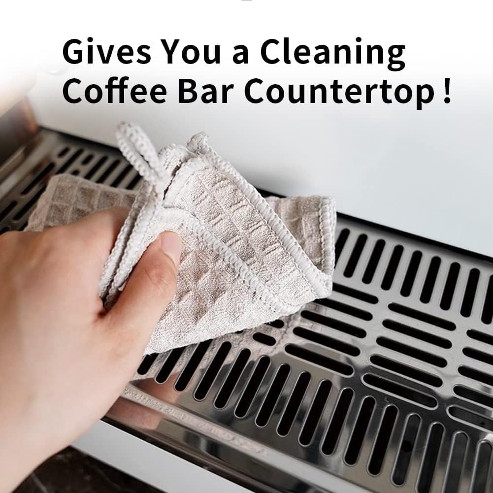 watchget Barista Micro Cloth 6 Pack, Microfiber Barista Cleaning Towels Microfiber Waffle Weave Kitchen Dish Cloth Coffee Bar Towel Coffee Machine Cleaning Cloth, Brown(12"x12")