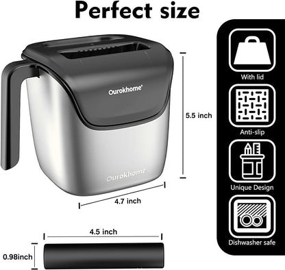 Ourokhome Knock Box Espresso Accessories, The Latest Patented Stainless Steel Espresso Machine Tool for Coffee Ground with Removable Knock Bar, Handle and Lid, Dishwasher safe, 4.8 inch