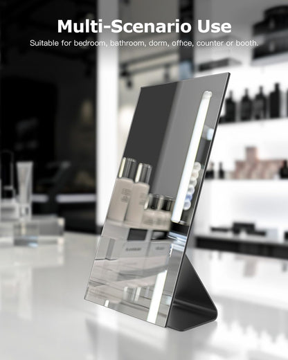 Rectangular Makeup Mirror, 12 Inch Metal Desk Mirror, Table Mirror with Stand, Vanity Mirror for Counter, Bedroom, Bathroom, Dorm