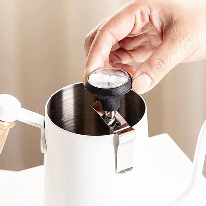Milk Frothing Pitcher for Coffee, Barista Steaming Jug (21 Ounces with Thermometer Pen)