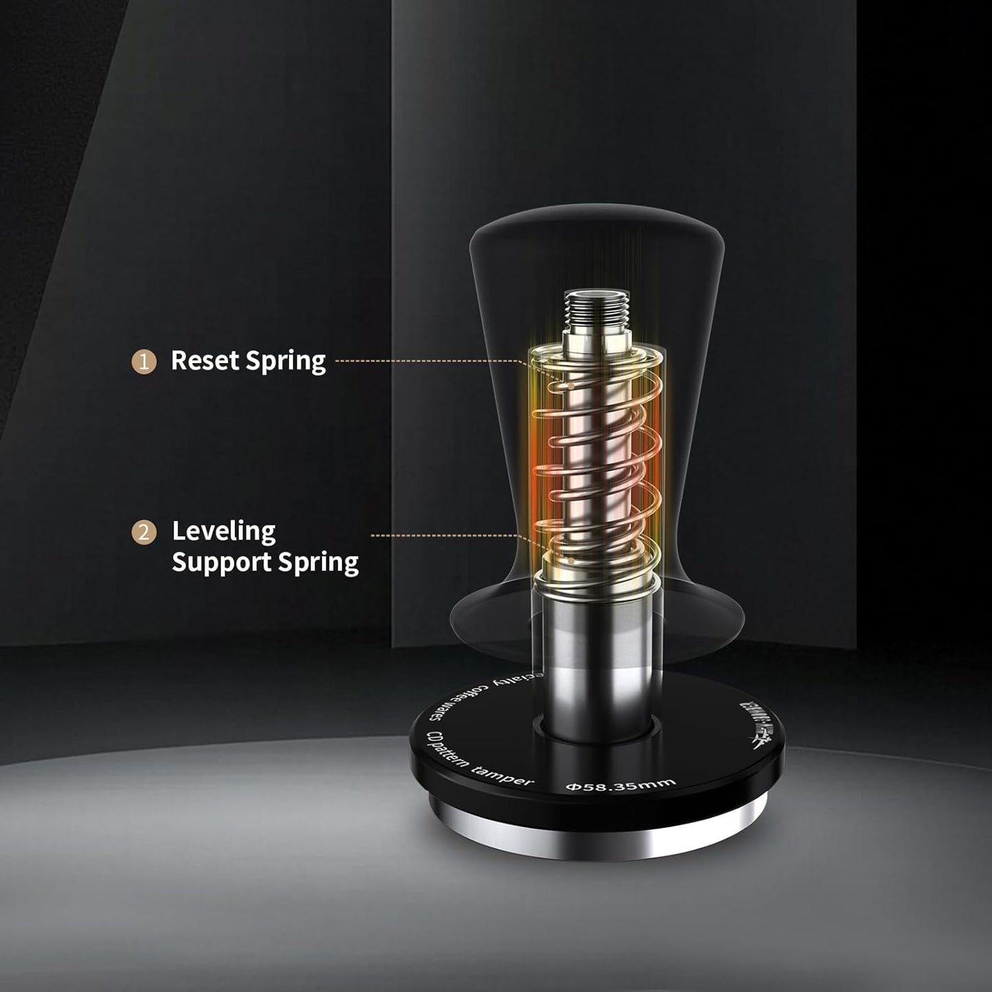 MHW-3BOMBER 51mm Coffee Tamper, Espresso Daul Spring Loaded Tamper with Ripple Base, Coffee Hand Tampers fit 51mm Portafilter, Self Leveling Espresso Machine Tampers for Barista,T5999-OS