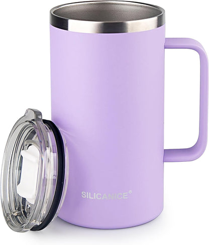 24 oz women's thermal coffee mug, double-wall insulation, easy to hold and clean, suitable for camping travel water cup