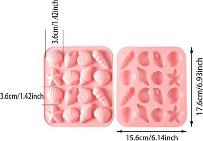 2-Pack rice flour Seashell Silicone Molds for Chocolate Candy Baking Decorations rice flour