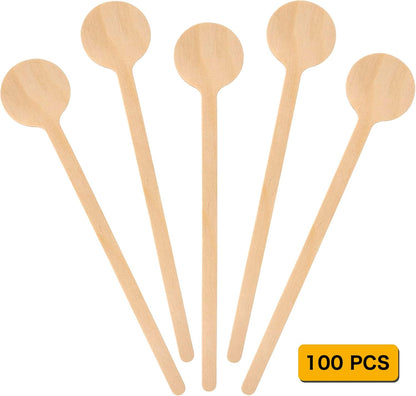 6 In 100Pcs Round Ends Coffee Stirrers, Disposable Eco-Friendly Biodegradable Cafe Grade Coffee Stir Sticks (100pcs)