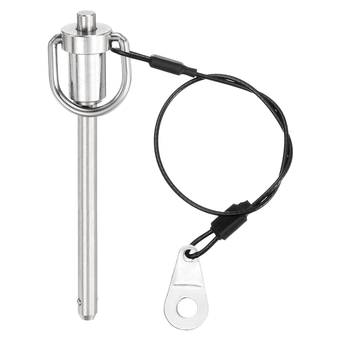 uxcell 1 Pcs Quick Release Pin, 6x64mm/1/4" x 2.52"(Dia. x L) Push-Button Ball Locking Pin 304 Stainless Steel Ring Handle Locking Pin with Wire for Audio Bimini Top Marine, Silver
