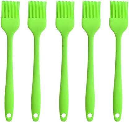 Silicone brush, Oil Brush for BBQ Kitchen Cooking Baking and Grilling（5 PCS,Green)