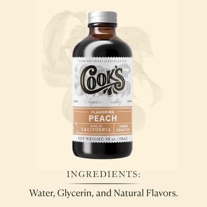 Cook's, Peach Flavoring for Baking, Preserves, Ice Cream, Jam, Cakes, 4oz