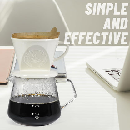 Melamine Pour Over Coffee Maker with 3 Drip Holes, Pour Over Coffee Dripper For Camping, Home, Café, Size 02 (White)