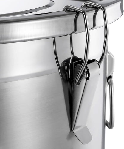 PERFERATE 304 Stainless Steel Airtight Canister 6L/12L Food Storage Bucket with Lids and Sturdy Locking Clamp Metal Cereal Rice Storage Container for Flour, Coffee Bean, Sugar, Cookie (48L)
