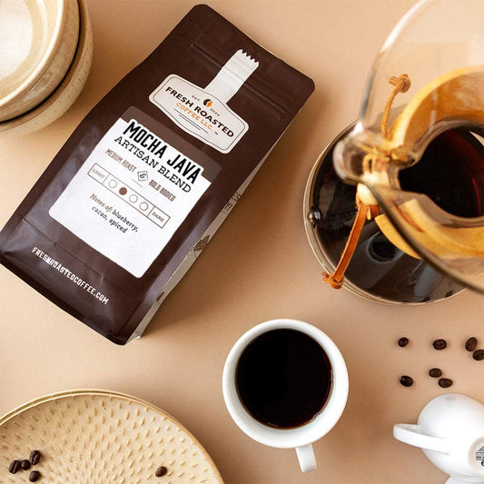 Fresh Roasted Coffee, Mocha Java, 12 oz, Medium Roast, Kosher, Ground