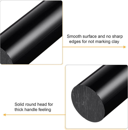 HARFINGTON Acrylic Clay Roller 8 Inch x 1 Inch Solid Non-Stick Plastic Round Tube Roller Polymer Clay Rod Fondant Rolling Pin for Shaping, Sculpting, Modeling DIY Crafts, Black