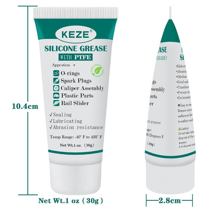 KEZE Silicone Grease Automotive PTFE Lubricant Sliding Glass Door Grease Tube 92003 Lube for Plumbing Faucet O Rings Plastic Parts Water Filter Window Track Rail 1 oz 2-Tube