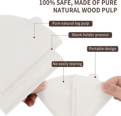 Coffee Filters #4，Coffee Filter 4 Cone Paper 12 Cup，200 Disposable Large Coffee Filters - White