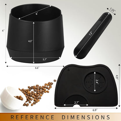 6 Inch Extra Large Capacity Design Espresso Knock Box Tamping Mat Espresso Machine Accessories Set of 2 with Removable Knock Bar and Anti-Slip Base for Home Office Barista Tools for Bar Shop