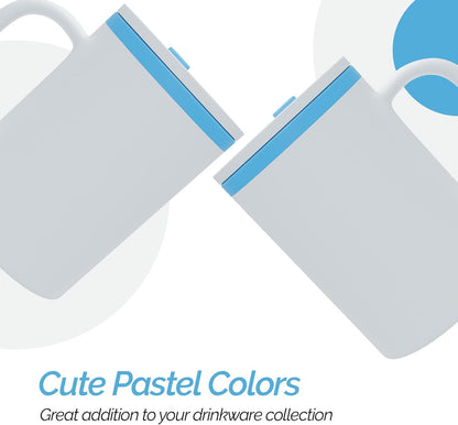 Copco Iconic 16oz Double Wall Insulated Desk Mug with Lid & Handle, Set of 2, BPA-Free Reusable Plastic, Spill-Proof, Microwave & Dishwasher Safe, Wide Mouth, Cup Holder Friendly (Teal)