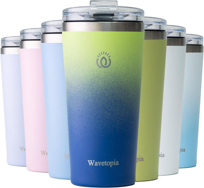 Insulated Coffee Mug with Lid, Reusable Stainless Steel Travel Coffee Cup, 16 Oz Double Wall Vacuum Spill Proof Tumbler Cups for Men and Women Hot & Cold Drinks（Forest）