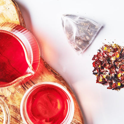 Shine Wellness Organic Tea Blend (100 Enveloped Pyramid Sachets w/String & Tag) | Rooibos, Rosehips, Hibiscus, Tulsi, Haritaki | Fairtrade and Kosher | Gives Back 100% of Profits