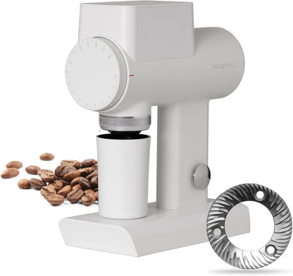 TIMEMORE Sculptor 064S Flat Burr Coffee Bean Grinder, Electric Espresso Grinder with Stepless Coarseness Adjustment, Suitable for Pour over, French Press, Cold Brew - White