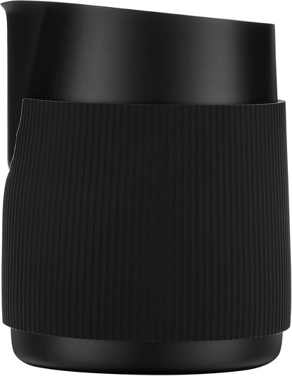 Normcore Handleless Milk Pitcher with Sharp Spout, Espresso Steaming Pitcher, 18/8 Stainless Steel Milk Frothing Jug, Black Non-Stick, 20.3 oz (600 ml)