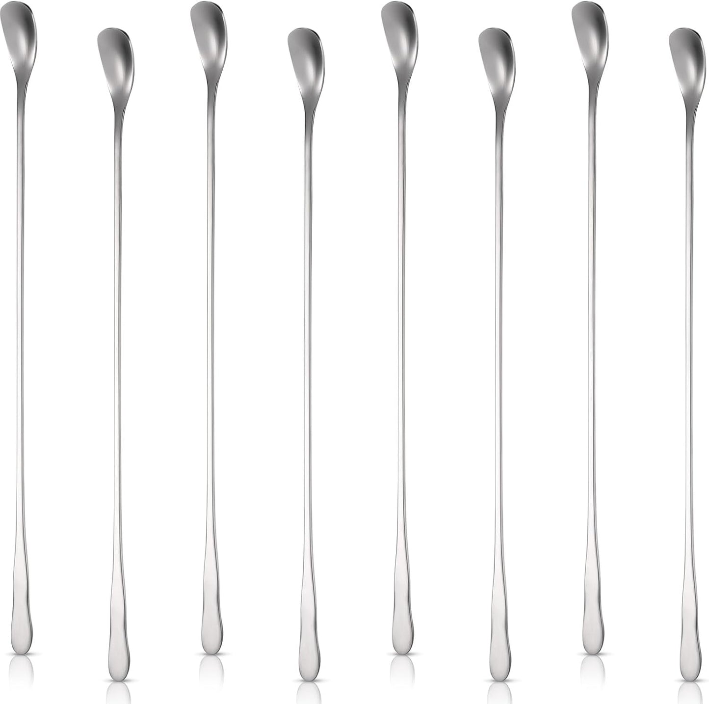Patelai 8 Pieces Stainless Steel Coffee Stirring Spoons 7.8 Inch Reusable Coffee Stirrers Long Handle Bar Cocktail Salt Spoons Tiny Swizzle Sticks for Bar Cocktails