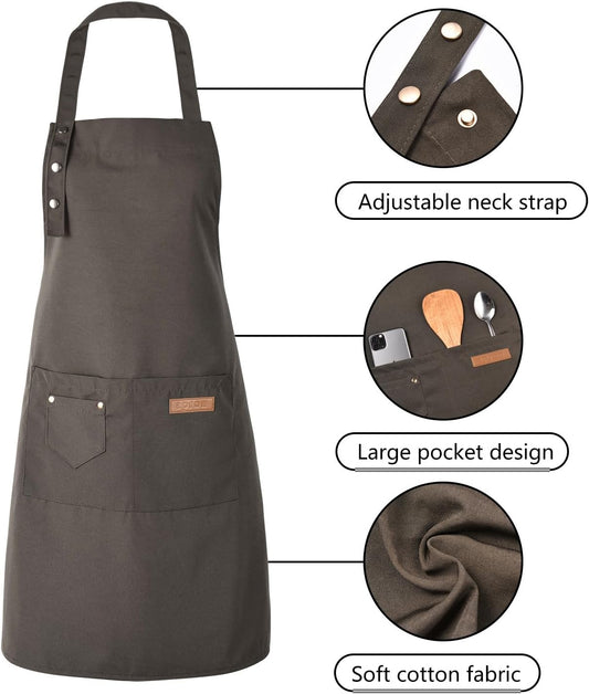 Tosewever Art Aprons for Women Painting Pottery Baking, Mens Buckle Straps Kitchen Apron with Pockets for Chef Cooking
