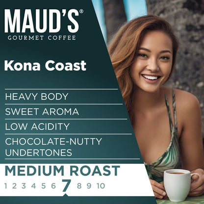 Maud's Kona Coffee Pods, 200 ct, Medium Roast Coffee in Recyclable Single Serve Pods – 100% Arabica Coffee, Compatible with Keurig K Cups Maker