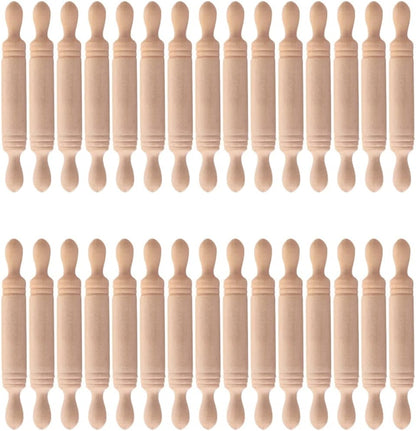 Toyvian 30 Pcs Mini Rolling Pin: Wooden Rolling Pin for Craft, Small Dough Roller, Miniature Pastry Roller Models for Kids Birthday Cake Decoratins, Dollhouse Kichen Accessories (1.97 Inch)