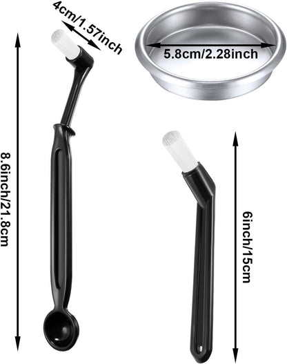 Zhehao Coffee Machine Brush Cleaner 4 Pieces Coffee Machine Brush with Spoon and 1 Piece 58 mm Stainless Steel Back Flush Insert Metal Blind Filter