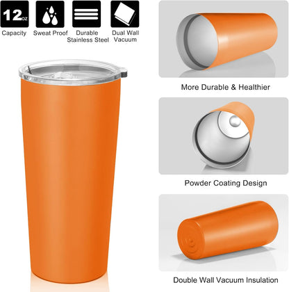 VEGOND 20oz Tumbler Stainless Steel Tumbler with Lid And Straw Vacuum Insulated Double Wall Travel Coffee Mug(orange package 1)