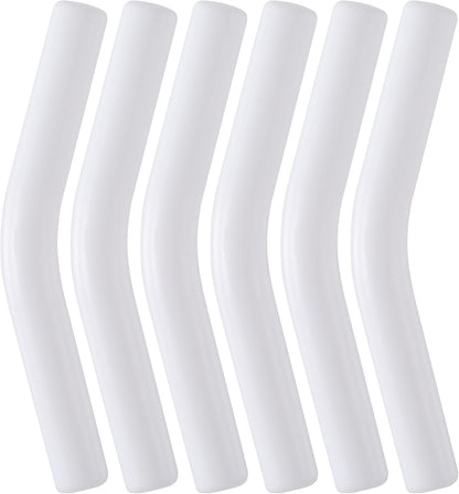 6Pcs Metal Straw Silicone Tips 5/16 IN Wide(8mm Outer Diameter) Food Grade Rubber Straw Covers Flex Elbow Replacement Tip for Stainless Steel Metal Straws,White