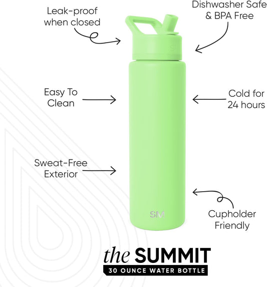 Simple Modern Summit Water Bottle with Straw Lid | Vacuum Insulated Stainless Steel | Leak Proof BPA-Free Cup for Travel, School, Sports | 30oz, Baja
