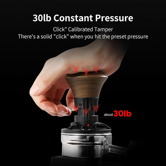 MHW-3BOMBER 58.35mm Espresso Tamper - 30lbs Coffee Tamper with Sound Feedback for Barista, Walnut Tamper Tool Espresso Hand Tamper with 3 Spring Loaded Fits 58mm Portafilter, Flat Base, T5163F-OS