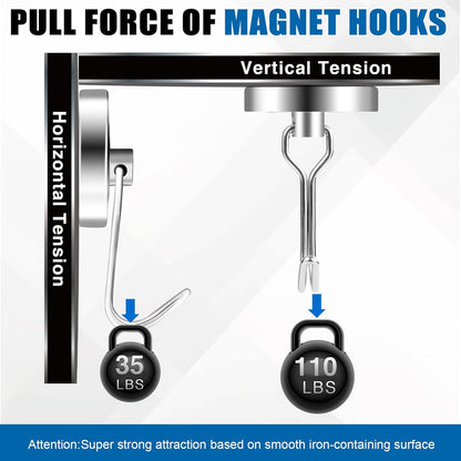 LOVIMAG Hooks, 110lbs+ Magnetic Magnet Hook 2025 Cruise Cabin Ship Essentials Heavy Duty Strong Refrigerator Fridge Hanging for Classroom Beach Vacation Kitchen Grills Home Mug Hanger (6 Pack), Silver
