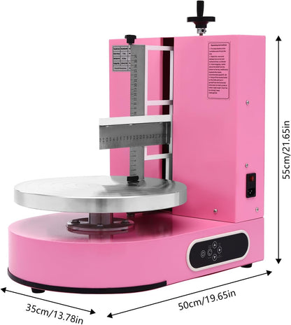 Automatic Cake Decorating Machine, Electronic Cream Coating Spreading Smooth Machine with Graduated Scraper 30-200RPM Rotating Speed,Cake Bread Spreader Machine for 4-12inch Cakes,Pink
