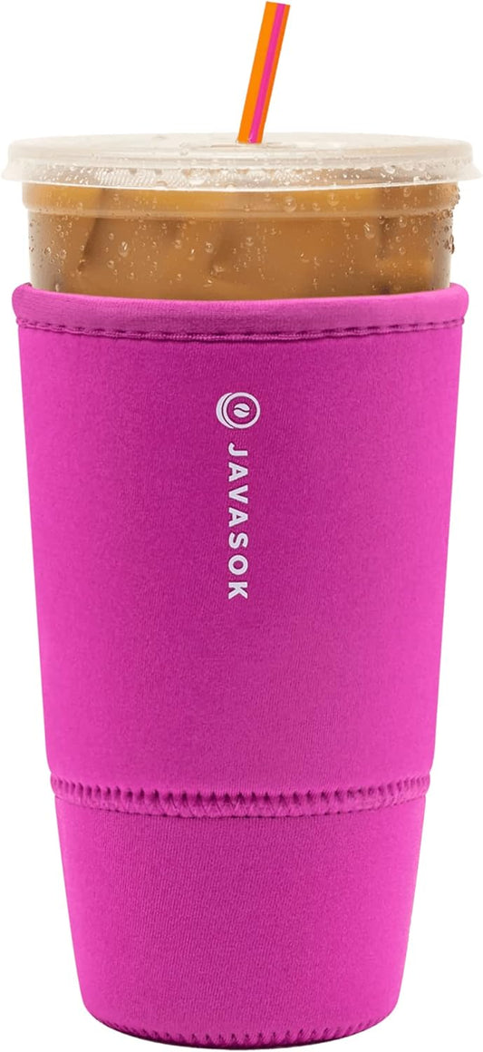 Sok It JavaSok Iced Coffee & Cold Soda Insulated Neoprene Cup Sleeve (Bright Pink, XXLarge: 44-48oz)