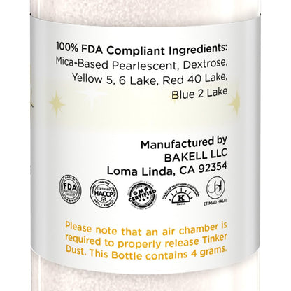 Bakell - Ivory Tinker Dust (4g, 1x Mini Spray Pump) Edible Glitter for Food, Desserts, and Beverages!
