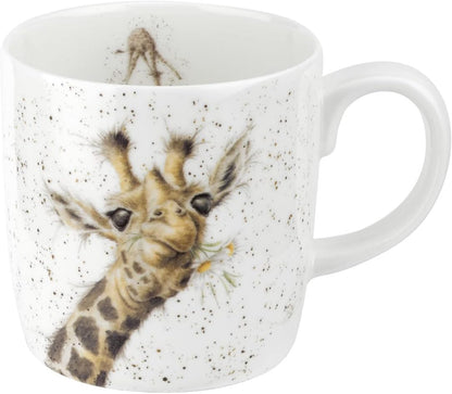 Royal Worcester Wrendale Designs 14 oz Mug, Lofty with Giraffe Illustration - Floral Animal Mug for Cottagecore Kitchens - Microwave, Dishwasher, Freezer Safe Fine Bone China Drinkware