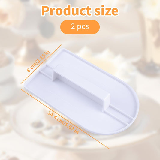2PCS Fondant Smoother Tool - Plastic Cake Decorating Smoother & Polisher, White Fondant Smoother & Scraper Set, Professional Cake Decorating Tools for Smoothing Icing, Sculpting, and Sugar Craft