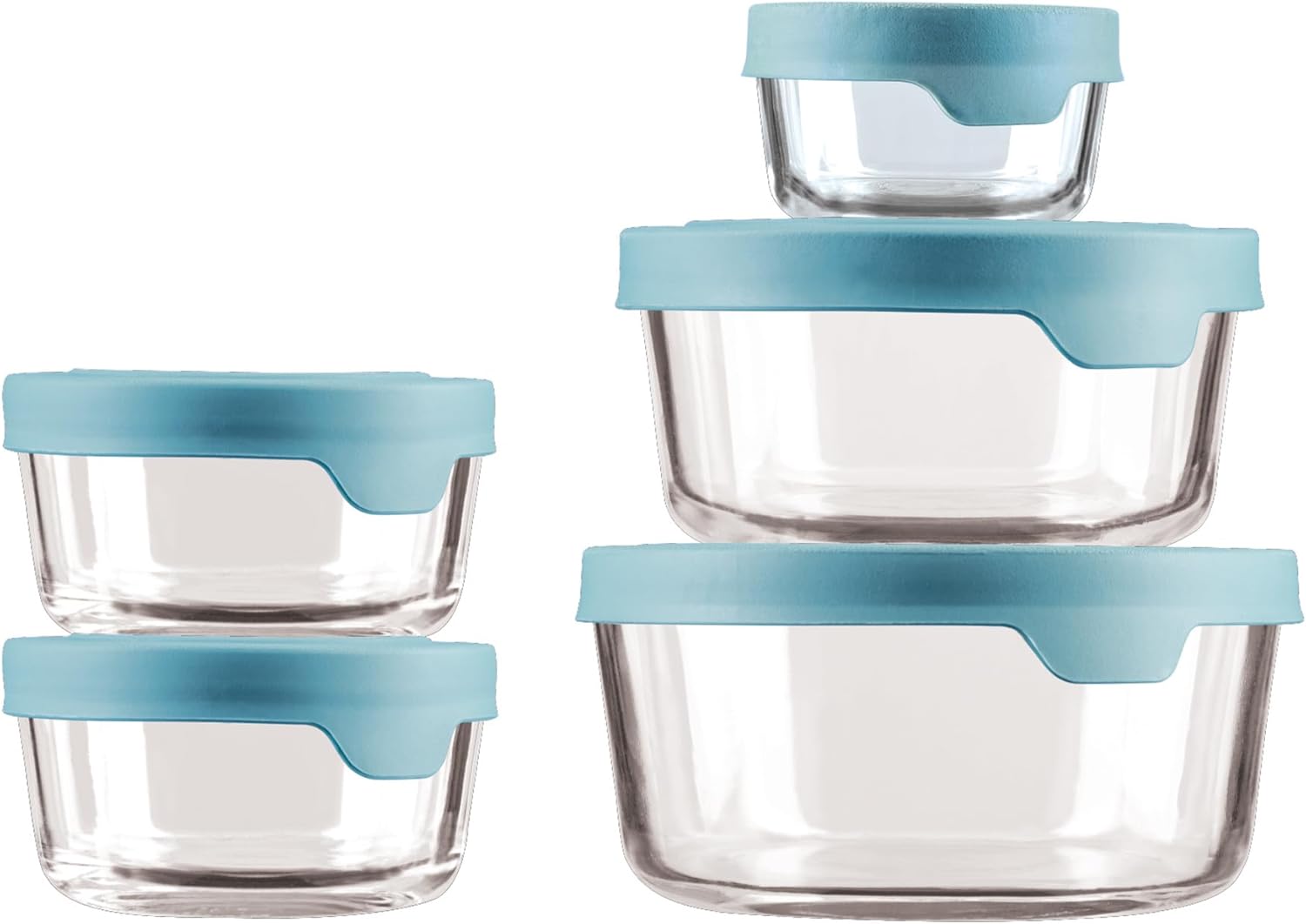 10-Piece Round Glass Food Storage Container Set - Thumbnail 3