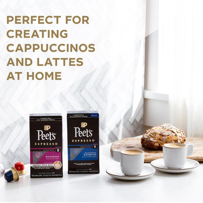 Peet's Coffee, Medium Roast Espresso Capsules, Compatible with Nespresso Original Machine - Ricchezza Intensity 8, 100 Count (10 Boxes of 10 Espresso Capsules)