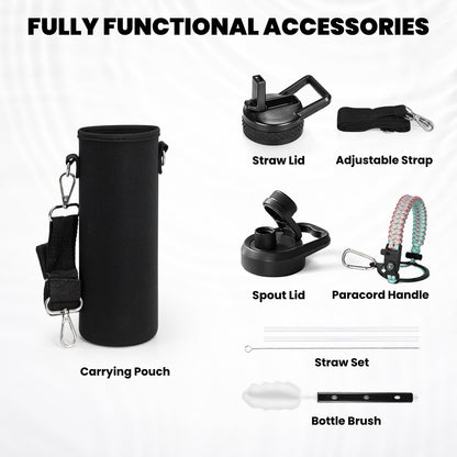 Insulated Water Bottle 20 oz, Triple Wall Vacuum Stainless Steel (Cold for 48 Hrs), Leak Proof & Non-BPA, Kids Water Bottle Jug for School with Straw Spout Lids, Hydrangea