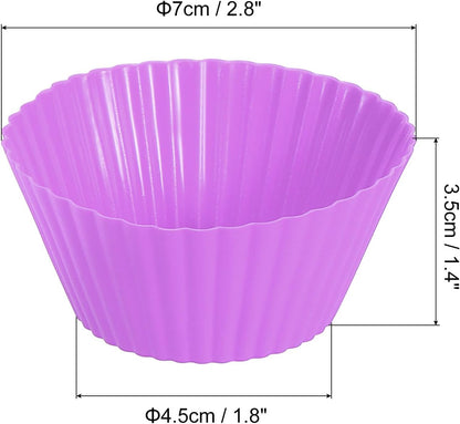 uxcell 18Pcs Silicone Cupcake Liners, Non-Stick Baking Cups, for Cooking Eggs, Baking Muffins and Make a Cake(Purple)